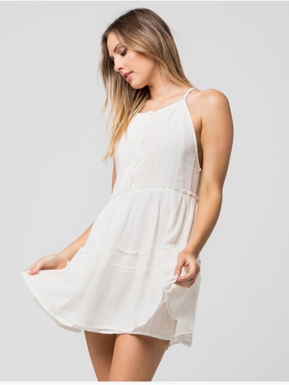 O'Neill White Spaghetti-Strap Mini Dress